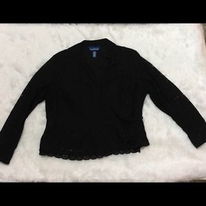 Evan-Picone 18W Black Lace Wrap Blouse